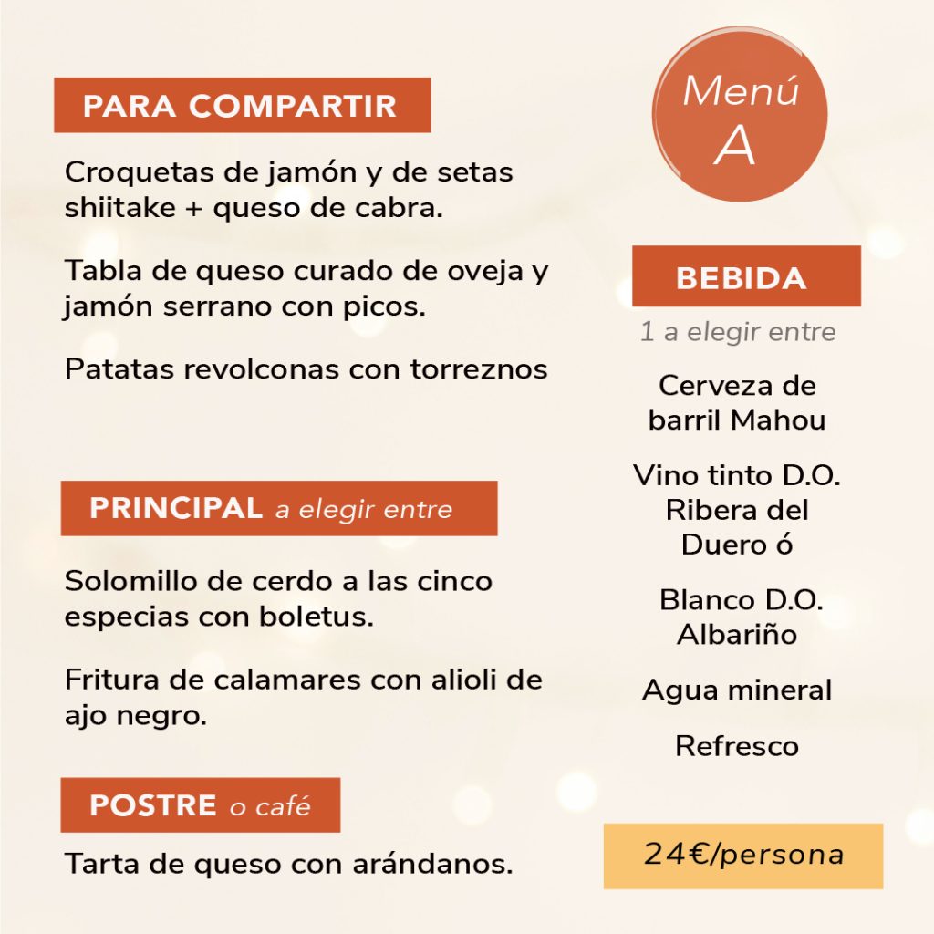 menú grupos el salero de ming vallecas comida, cena